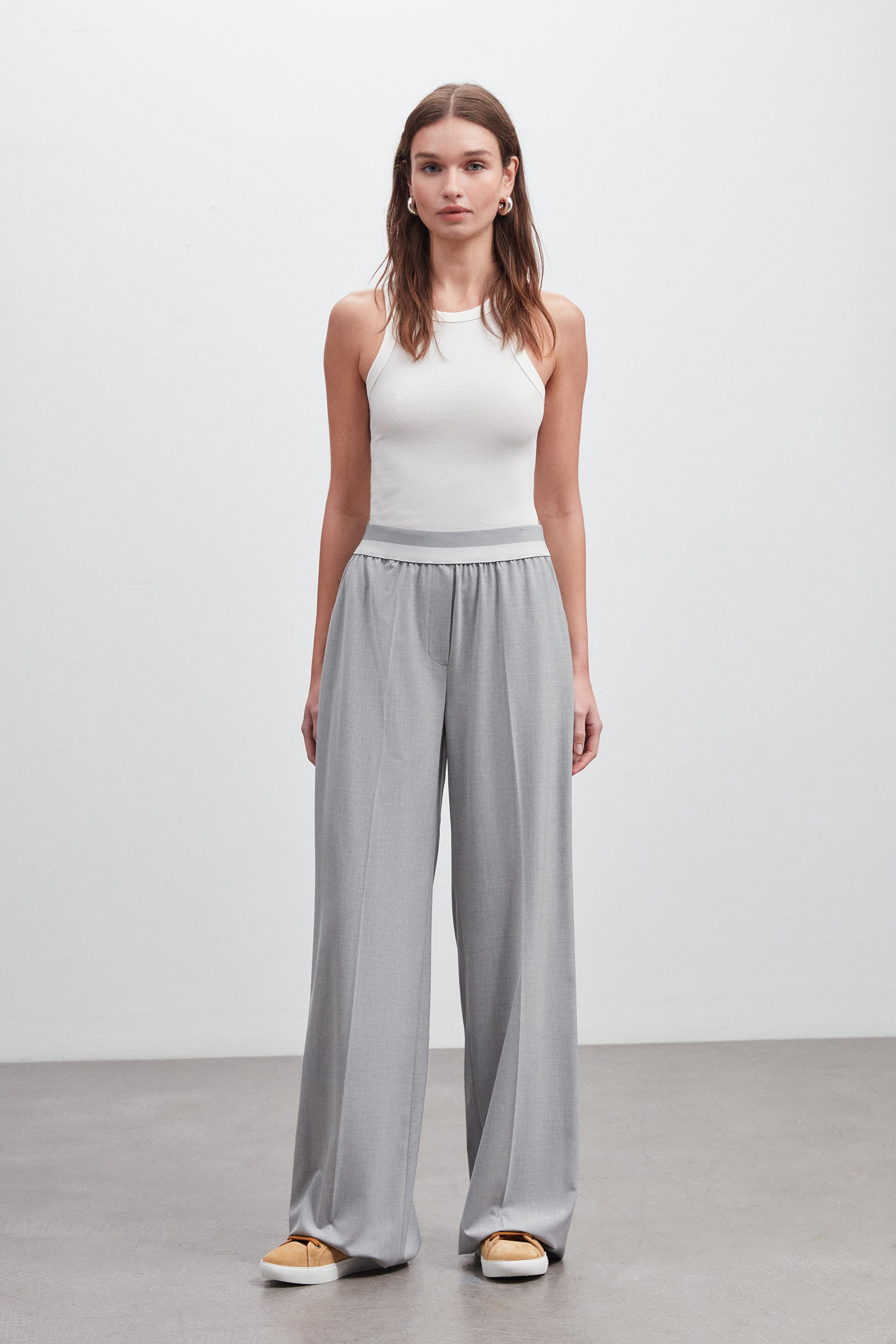 BEL LASTİK AKSESUARLI WIDE LEG PANTOLON