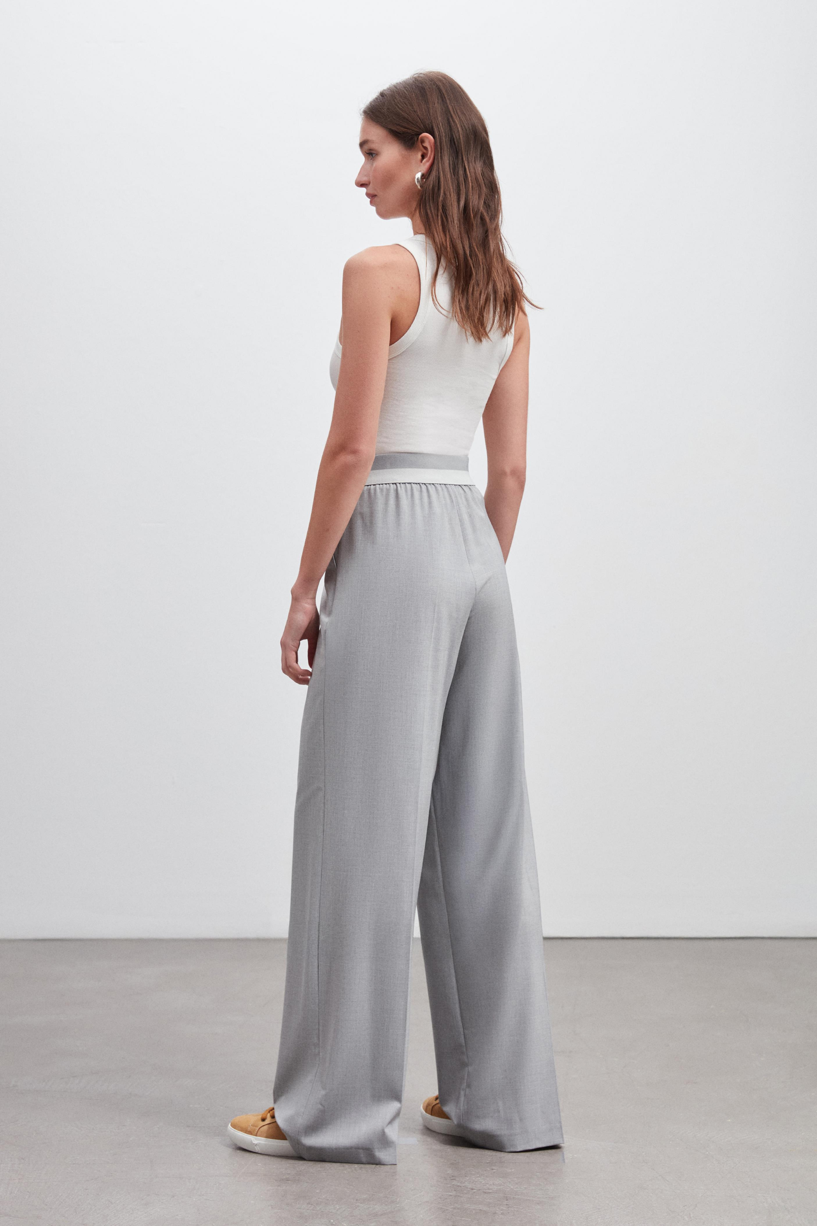 BEL LASTİK AKSESUARLI WIDE LEG PANTOLON
