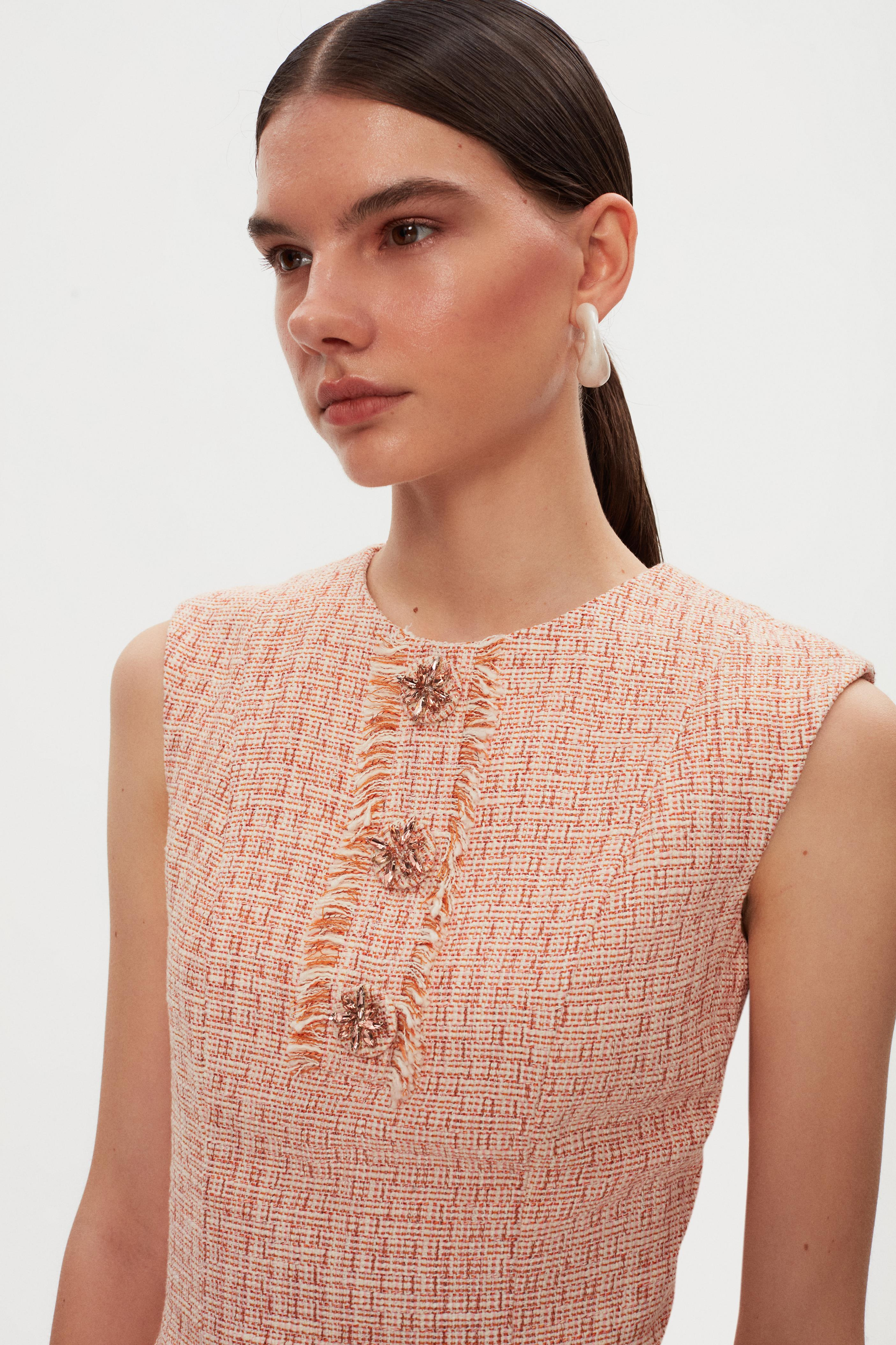 STONE EMBROIDERED TUVITE DRESS