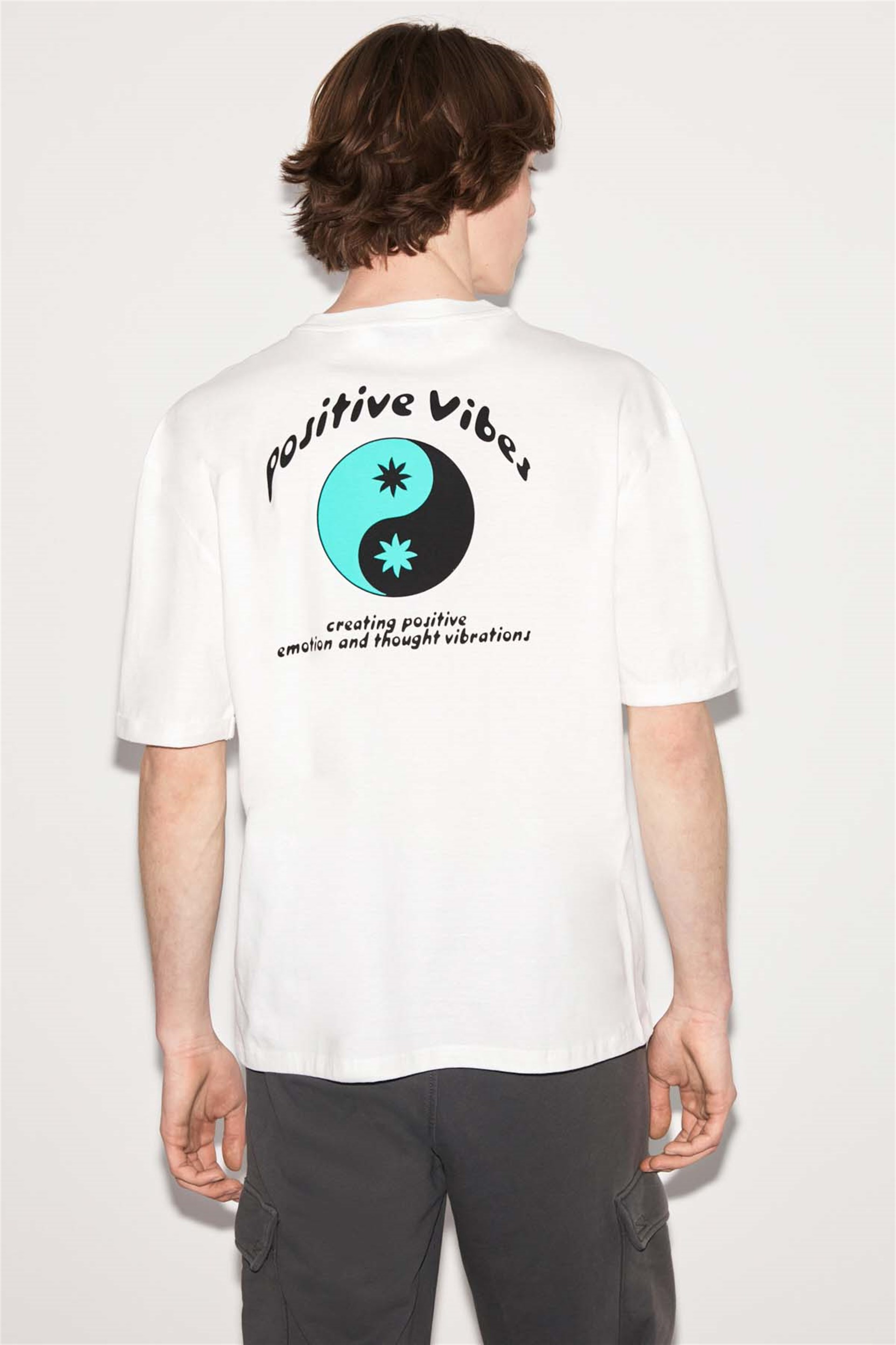 YINYANG Örme Oversize Ekru T-Shirt | Grimelange