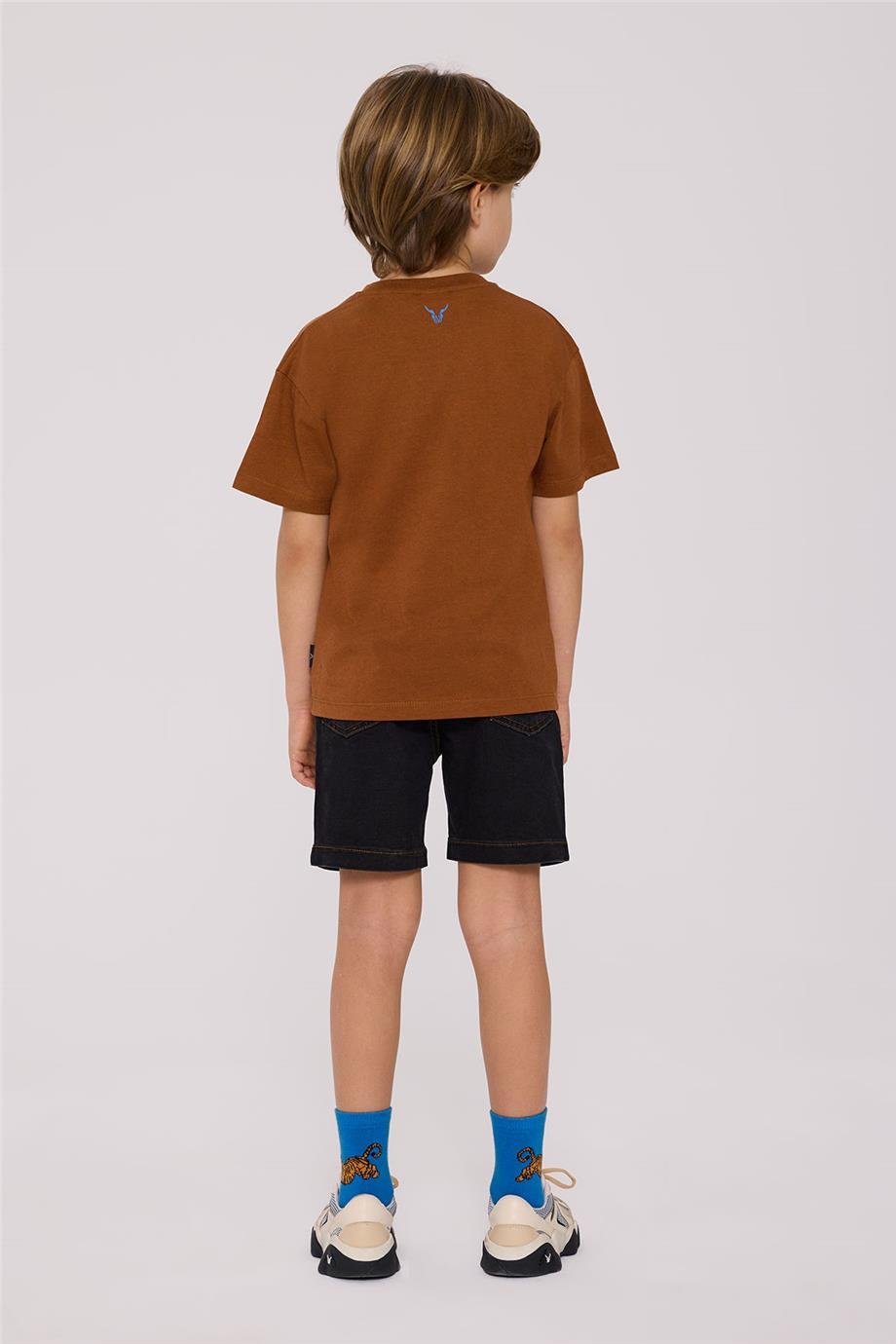 Nebbati Erkek Çocuk Kısa Kollu Kahverengi Tshirt