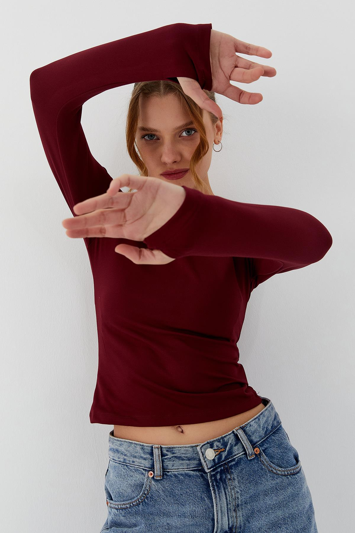 Parmak Geçmeli Body BORDO