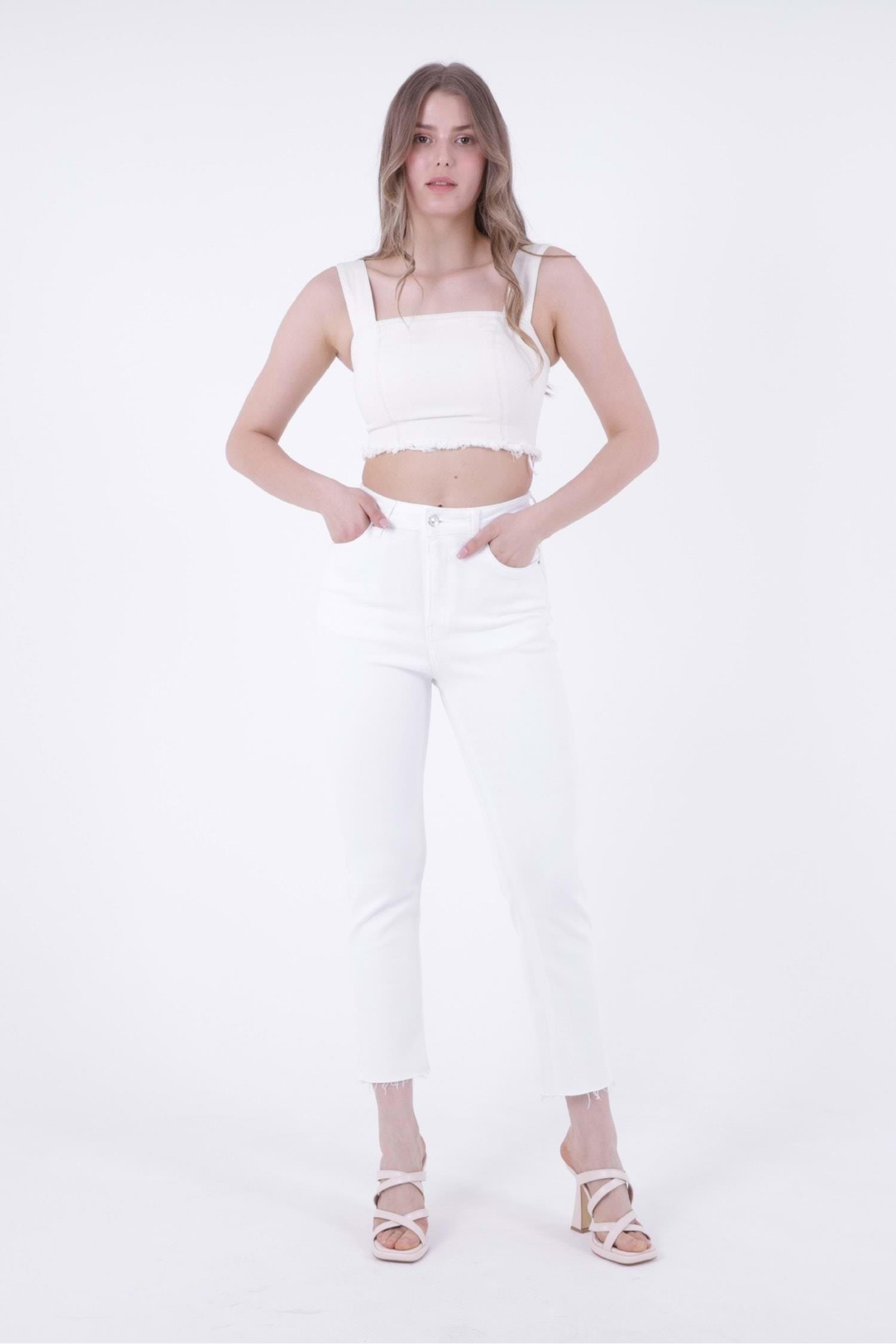 Dikişsiz Paça Yüksek Bel Mom Fit Kot Pantolon Melbourne 764