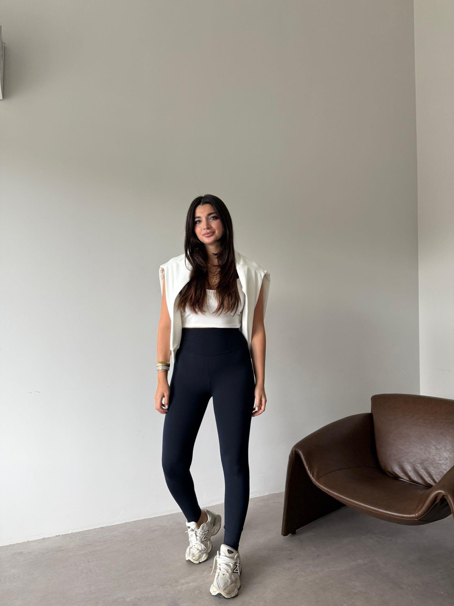 Lacivert Likralı Yüksek Bel Tayt