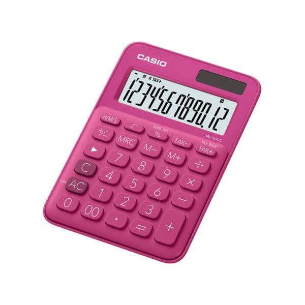 Resim Casio MS-20UC-RD 12 Hane Koyu Pembe Masa Üstü Hesap Makinesi 