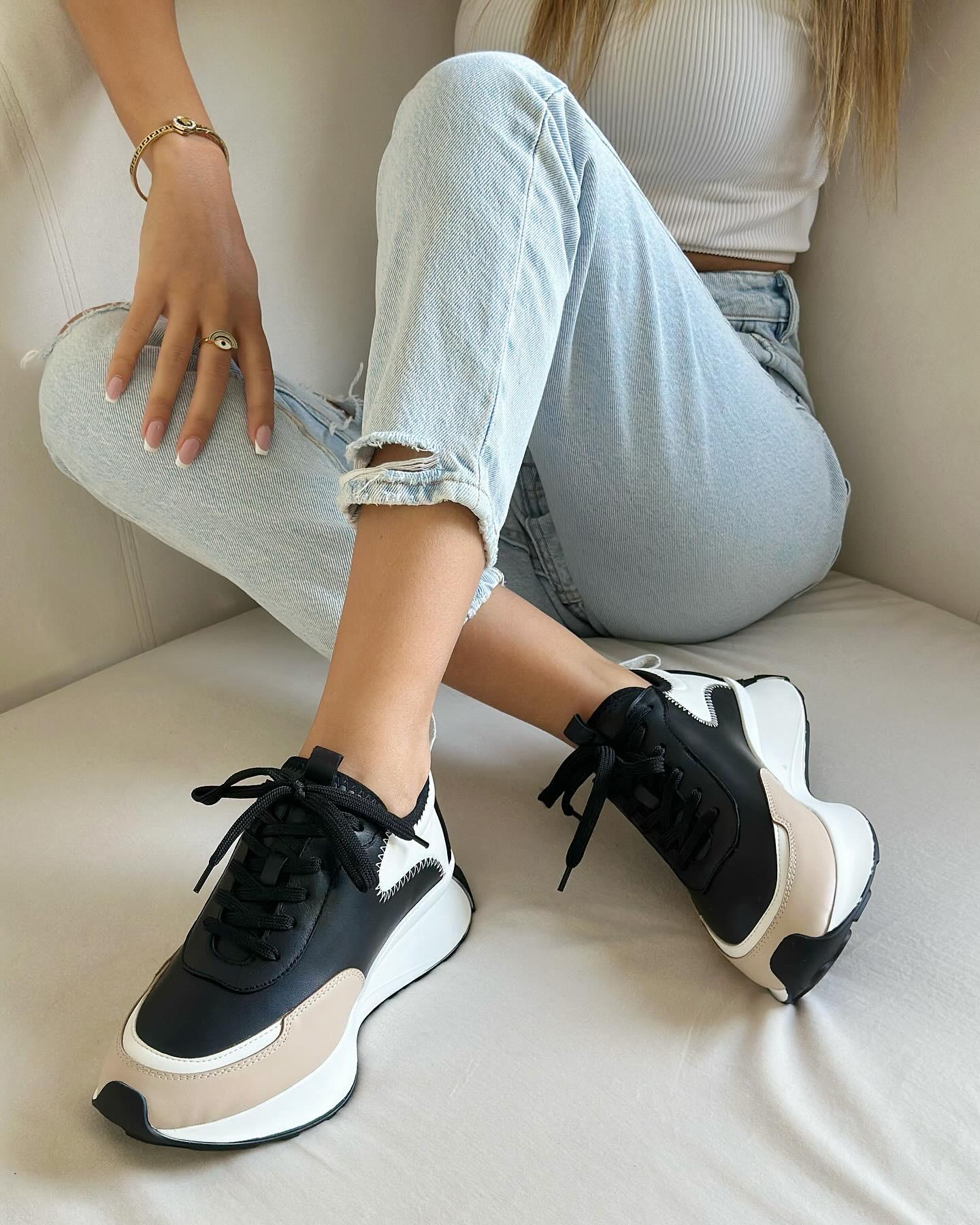 Chloe Kadın Spor Ayakkabı - Siyah & Bej