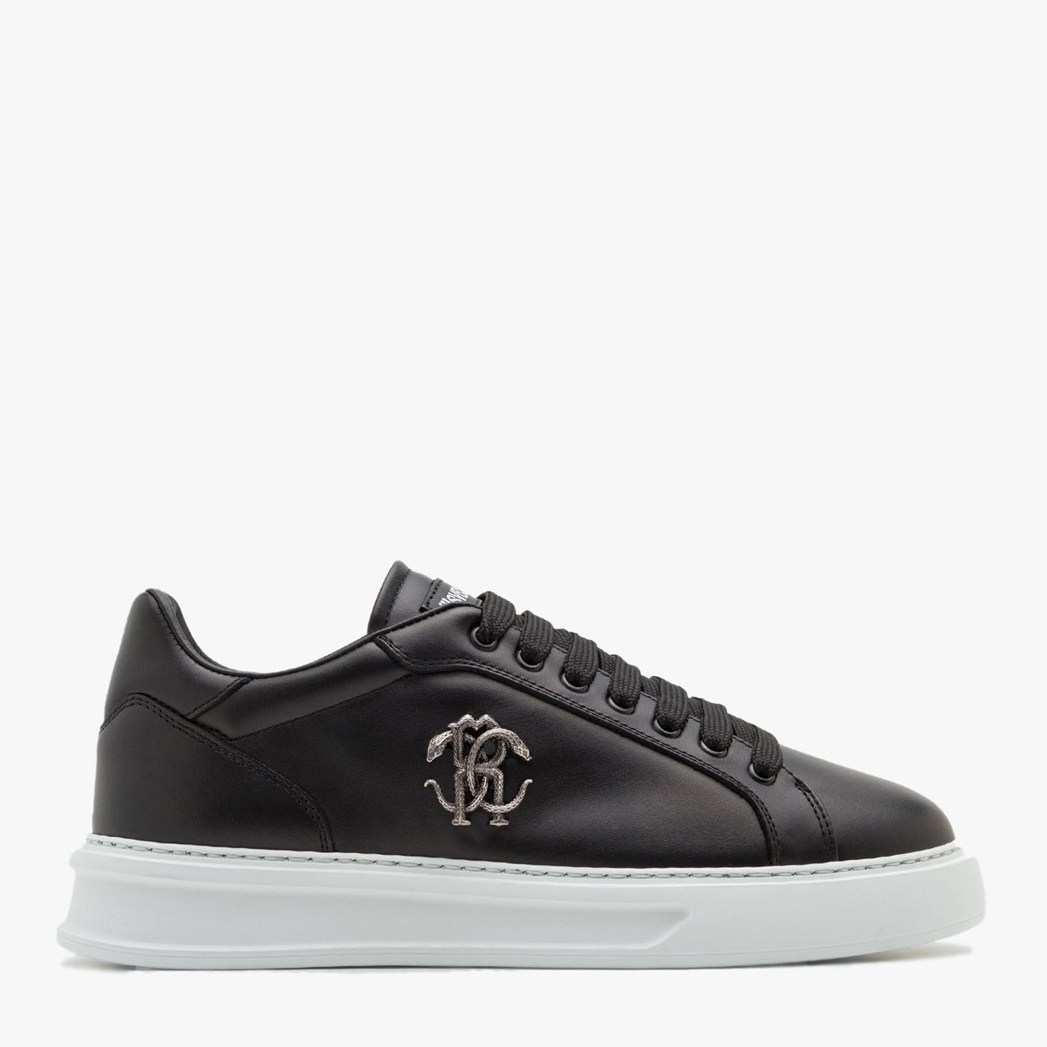 Roberto Cavalli Sıyah Deri Erkek Sneaker | Flower Ayakkabı