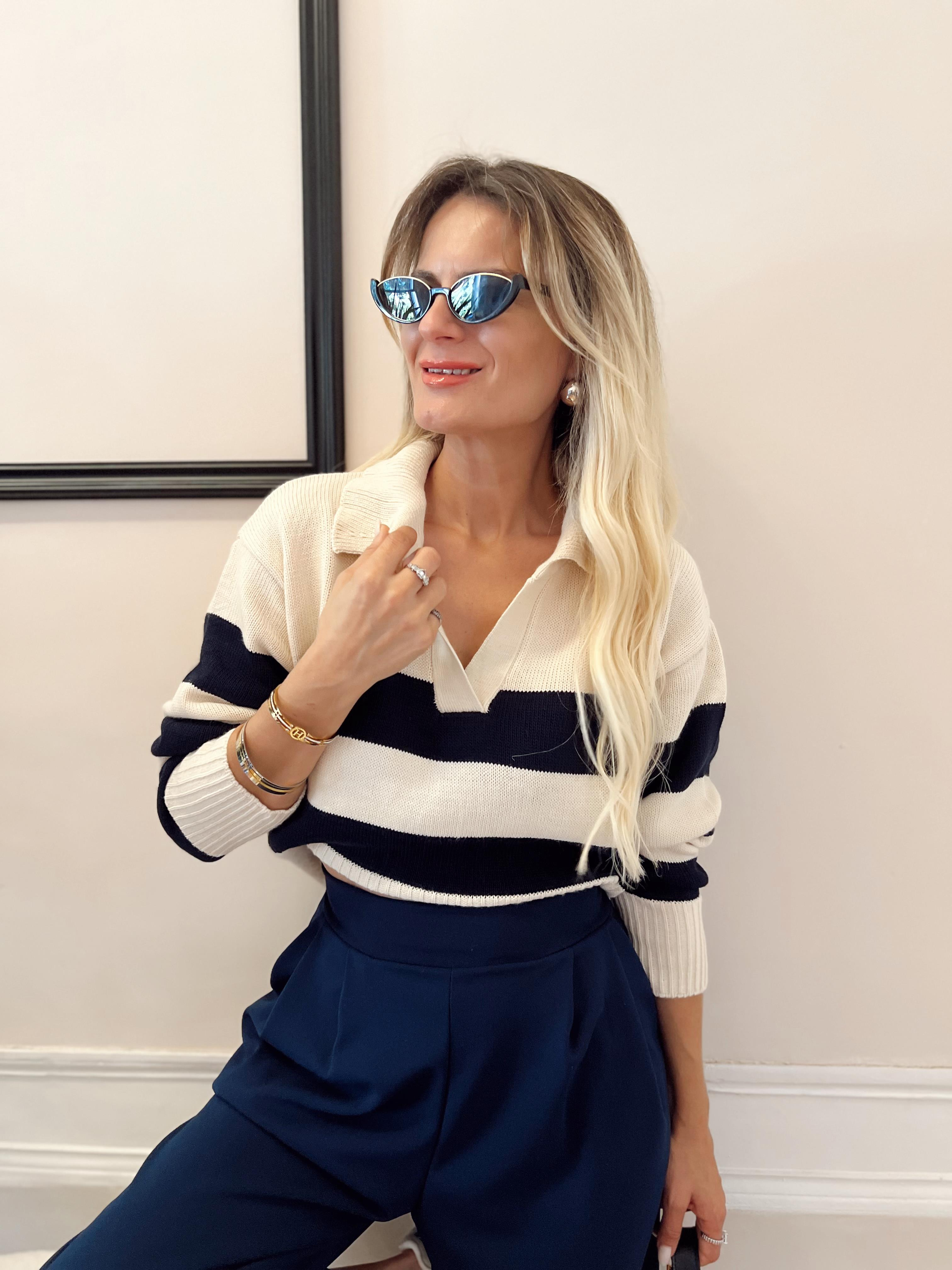 POLO YAKA LACİVERT ÇİZGİLİ TRİKO · 3