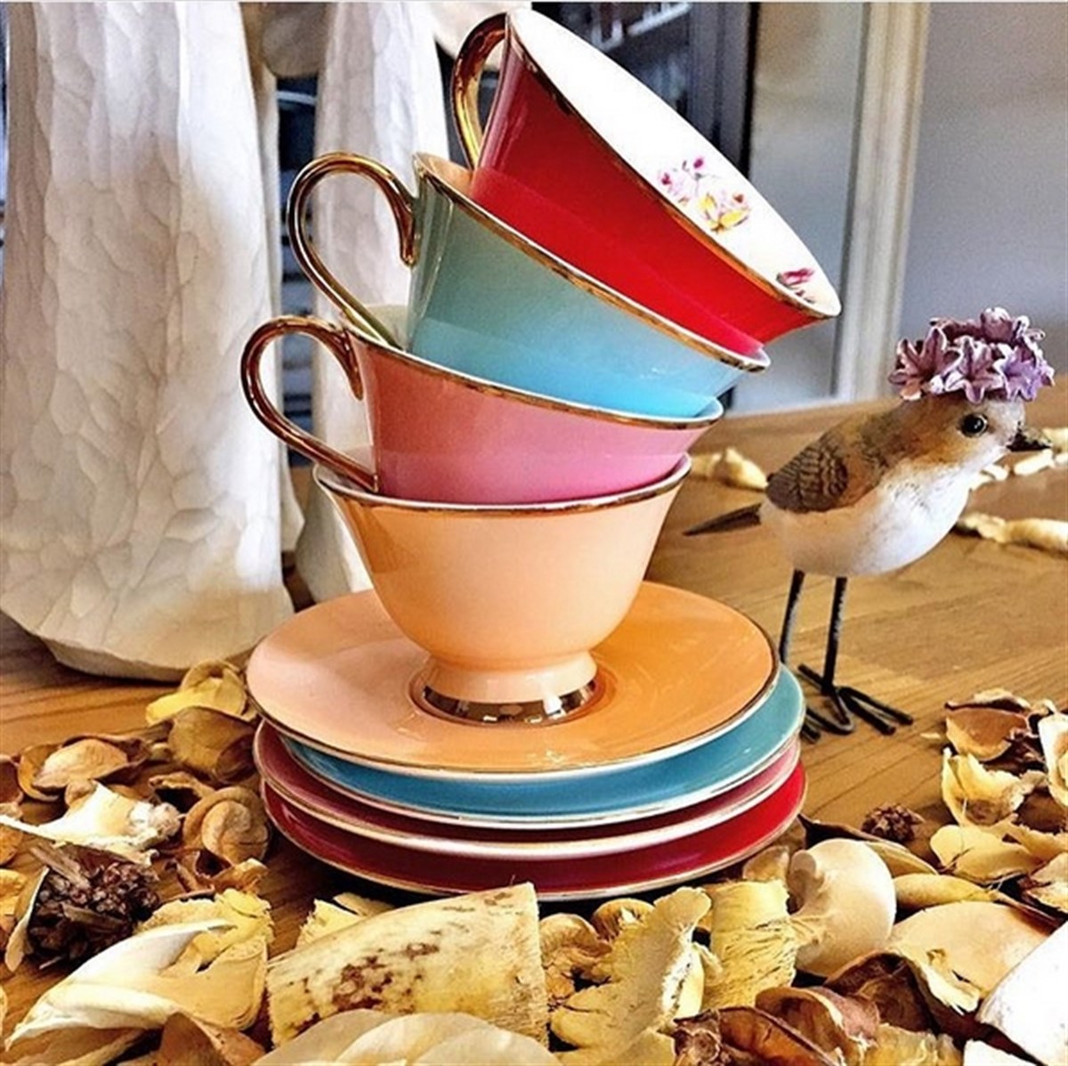 6'lı Tiffany Kahve Fincan Takımı - Mix