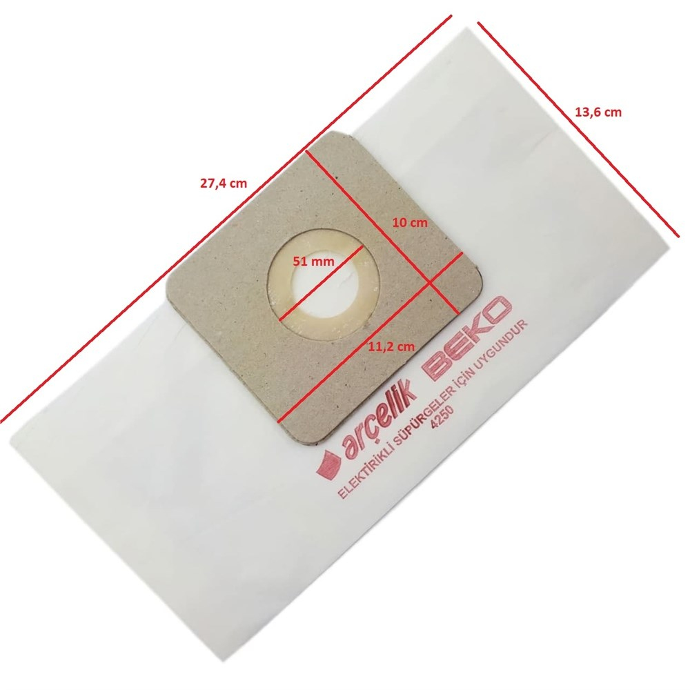 Arçelik S 4240 C Uyumlu Kağıt Toz Torbası 10 Adet Ölçülere Dikkat Ediniz