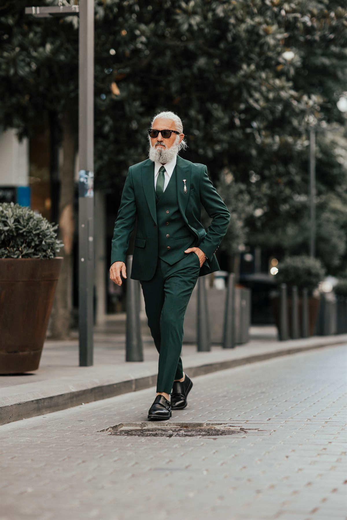 İtalyan stil  ceket yelek pantolon takım elbise yeşil T6255 · 2