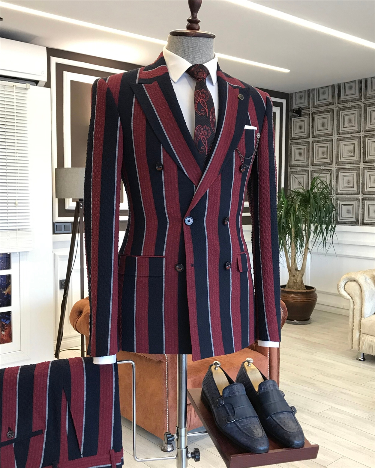 İtalyan stil slim fit ceket pantolon takım elbise çok renkli T5935 · 11