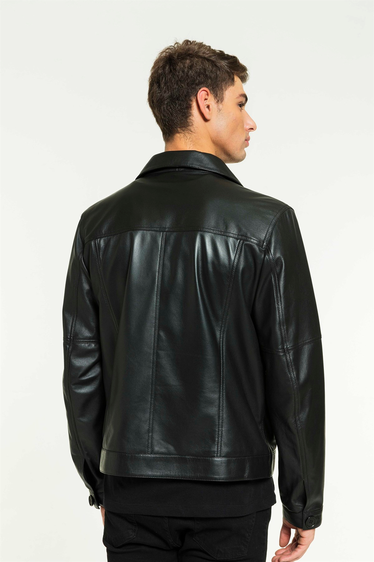 JACK Men Sport Black Leather Jacket Black Noble | Luxury Shearling
