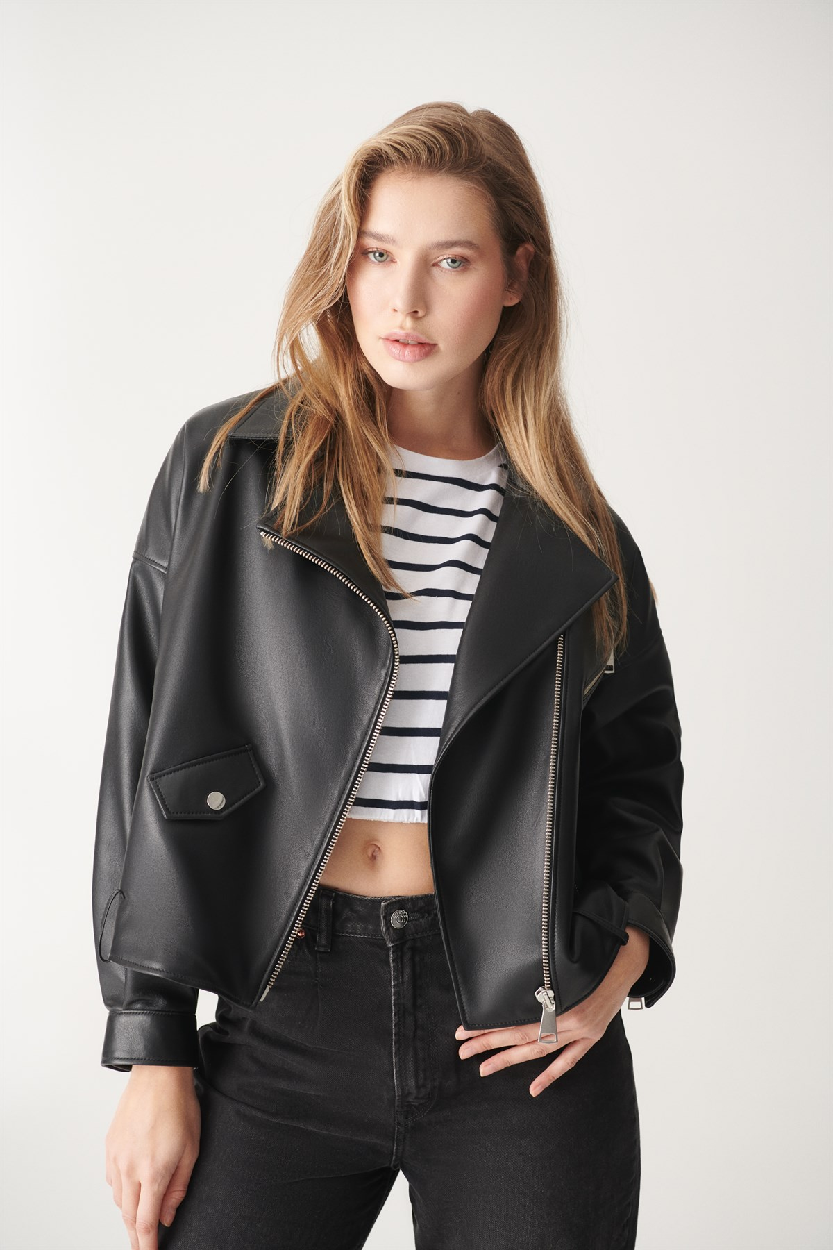 100% Leather Oversized Biker Jacket