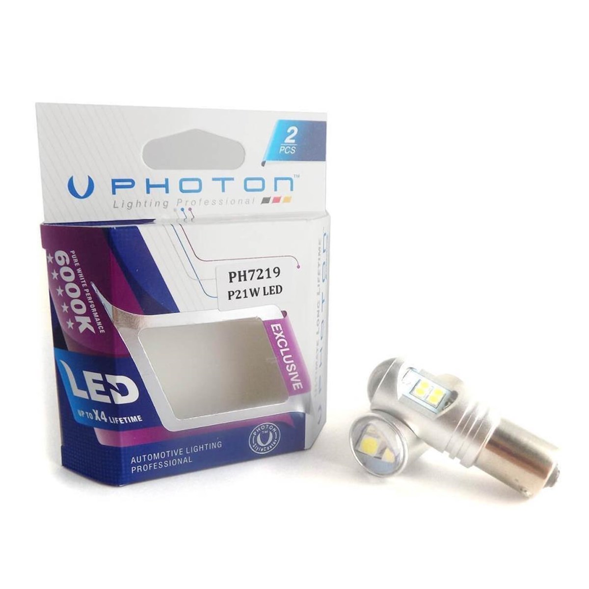 Ampoules PHOTON P21W 12V Avec Ventilateur - Lot De 2 En Blister - Référence 401-PH7219 FN B2