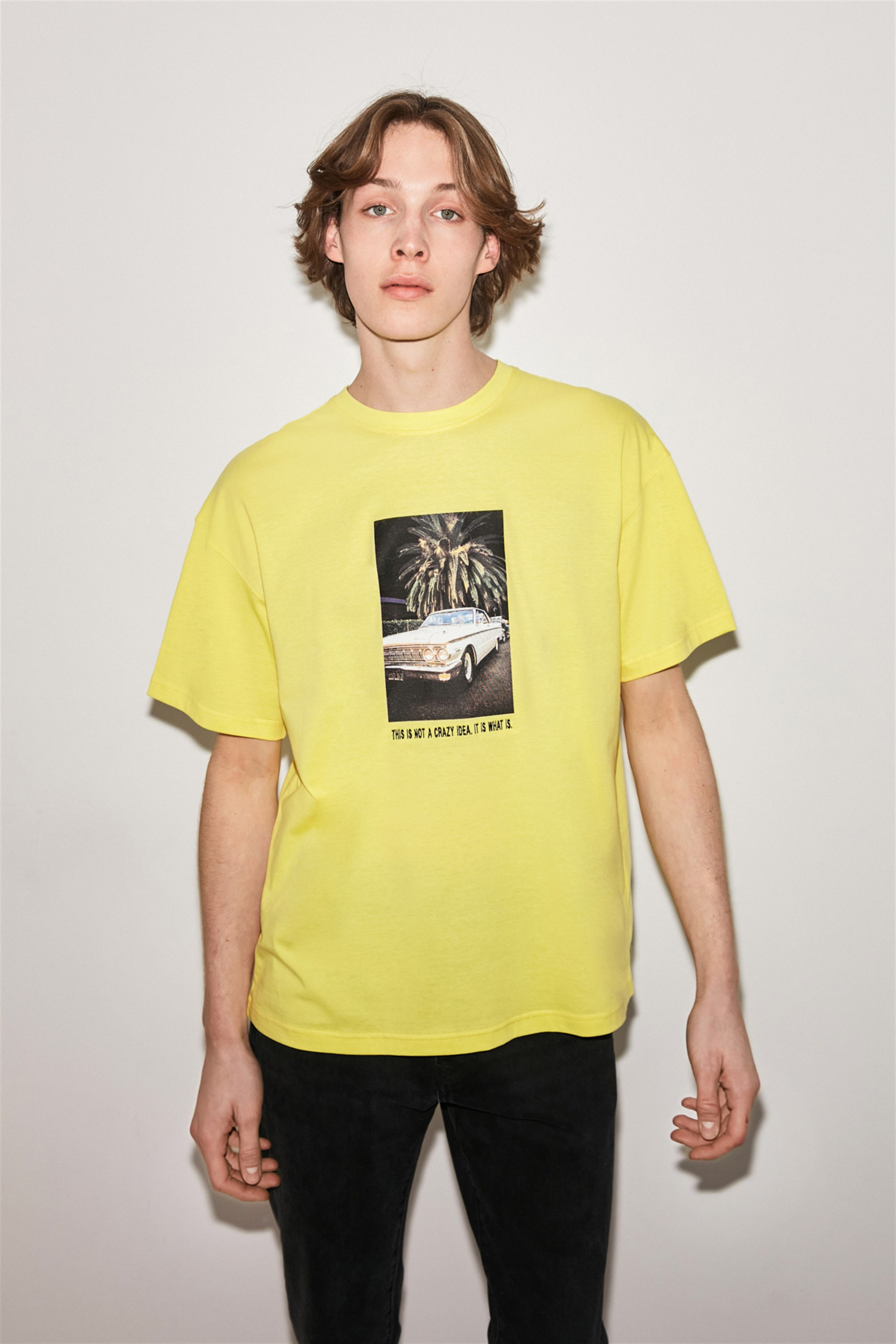 Crazy Örme Oversize Sarı T-Shirt | Grimelange