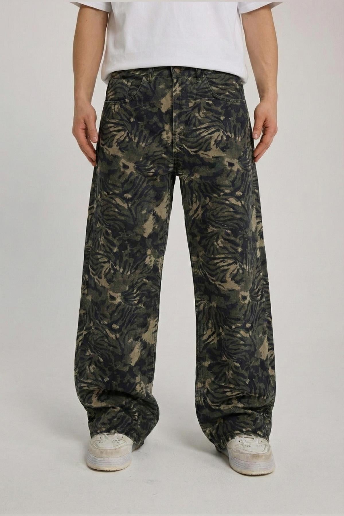 Camo Desenli Baggy Jean Pantolon l JR.Crime