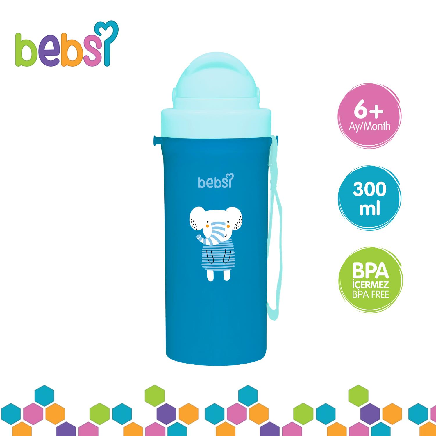 Bebsi Pipetli Bardak 300 ml Mavi