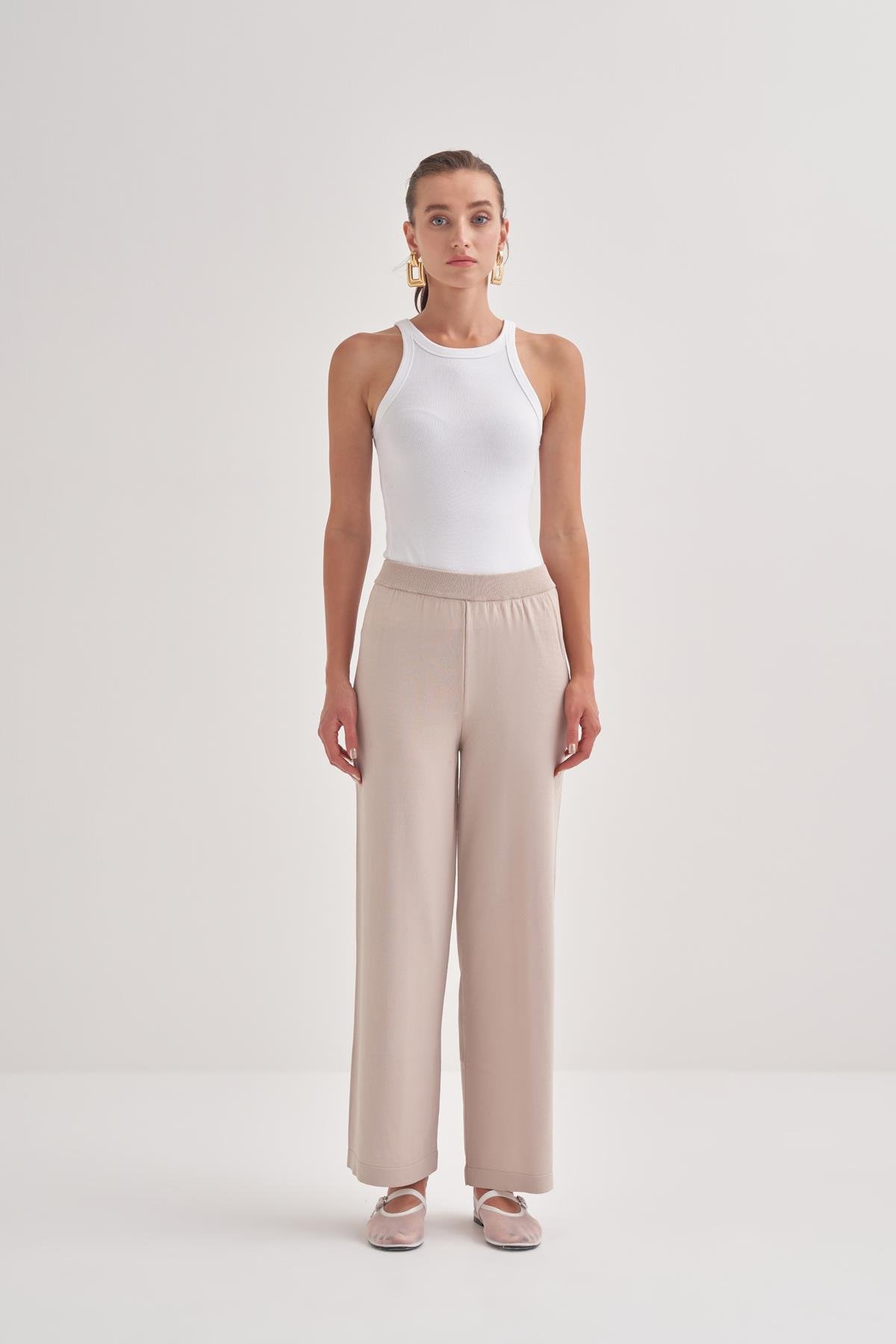 Rayon Merserize Pantalon Bej