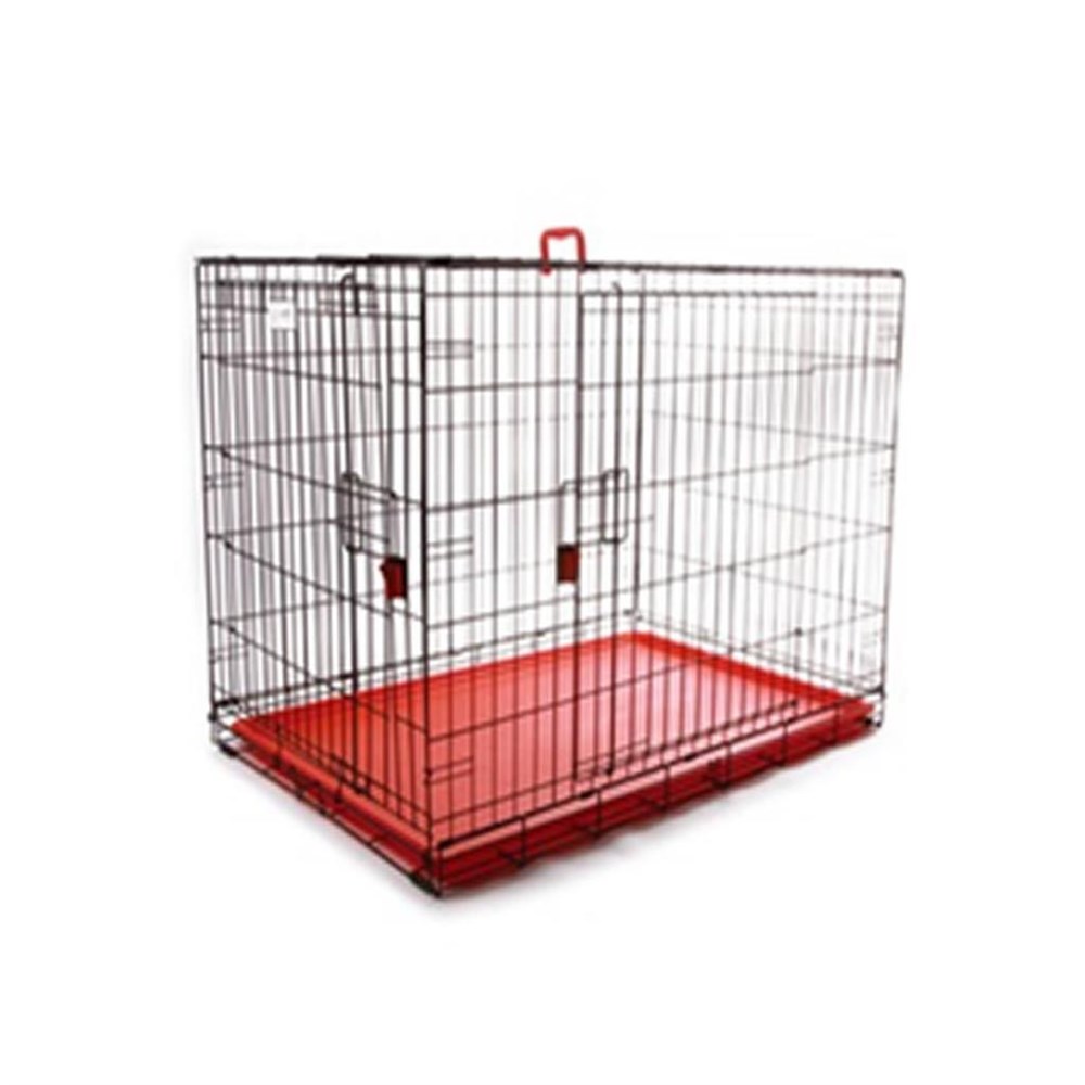 -PETS TEL KAFES İKİ KAPILI KIRMIZI 122X76X84 CM