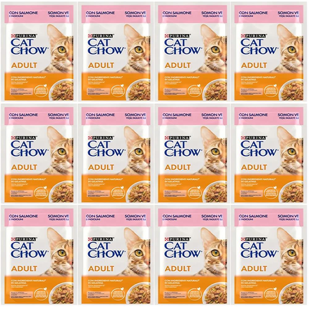 Cat Chow Somonlu Yetişkin Kedi Konserve Maması 85 Gr*12 Adet