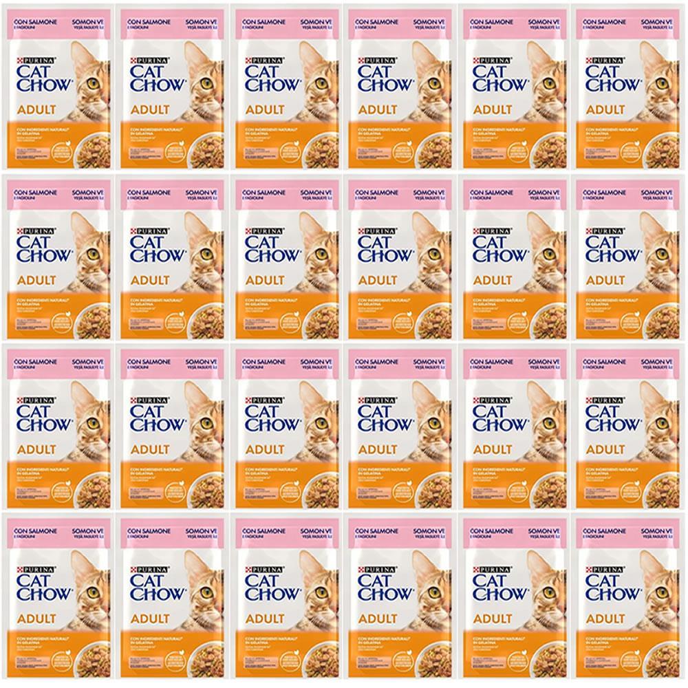 Cat Chow Somonlu Yetişkin Kedi Konserve Maması 85 Gr*24 Adet