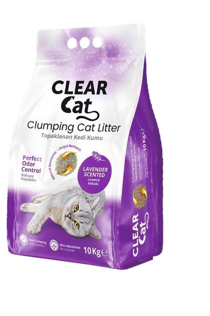 ClearCat Lavantalı Topaklanan Bentonit Kedi Kumu İnce 10 Lt