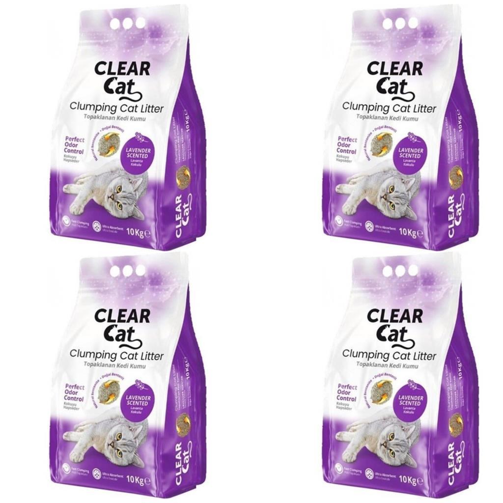 ClearCat Lavantalı Topaklanan Bentonit Kedi Kumu İnce 10 Kg X 4 Adet
