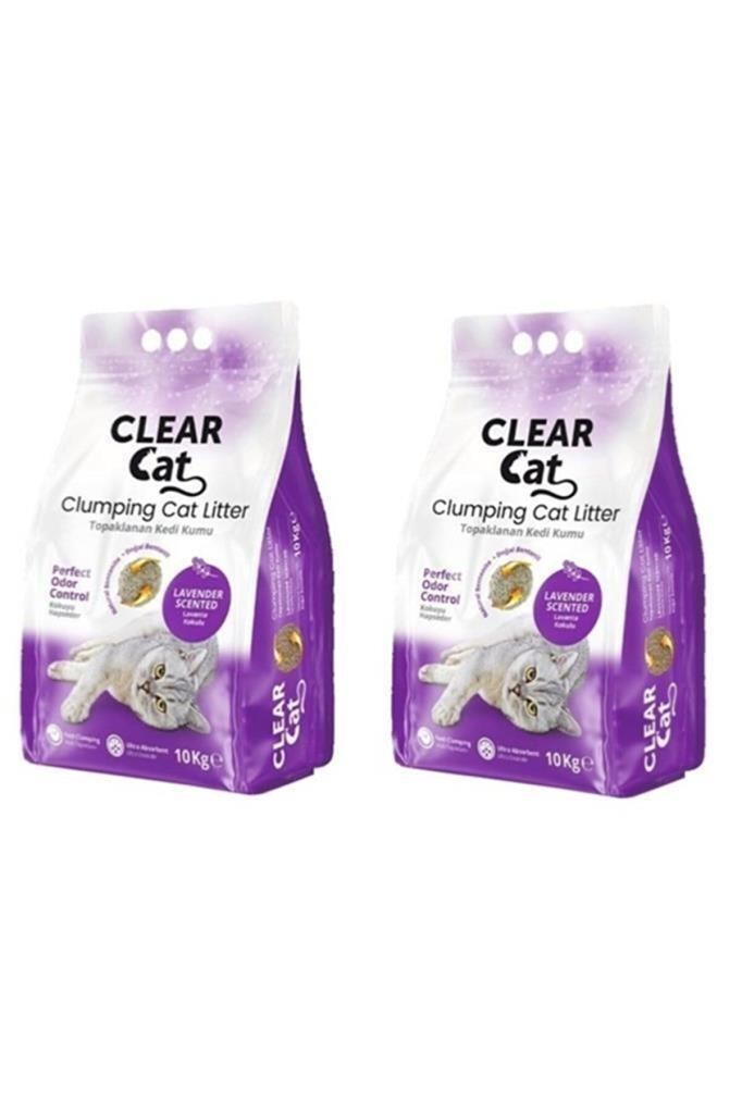 ClearCat Lavantalı Topaklanan Bentonit Kedi Kumu İnce 10 Lt* 2 adet
