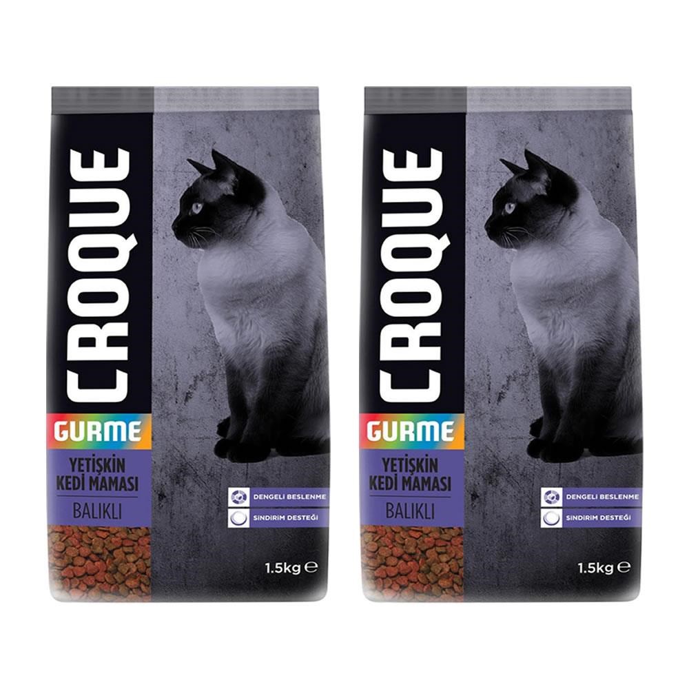 Croque Gurme Balikli Renkli Taneli Yetiskin Kedi Mamasi 1,5kg*2 Adet