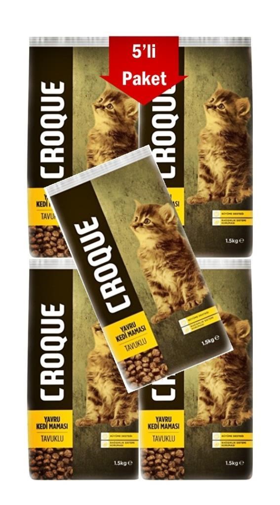 Croque Tavuklu Yavru Kedi Maması 1,5 Kg * 5 Adet