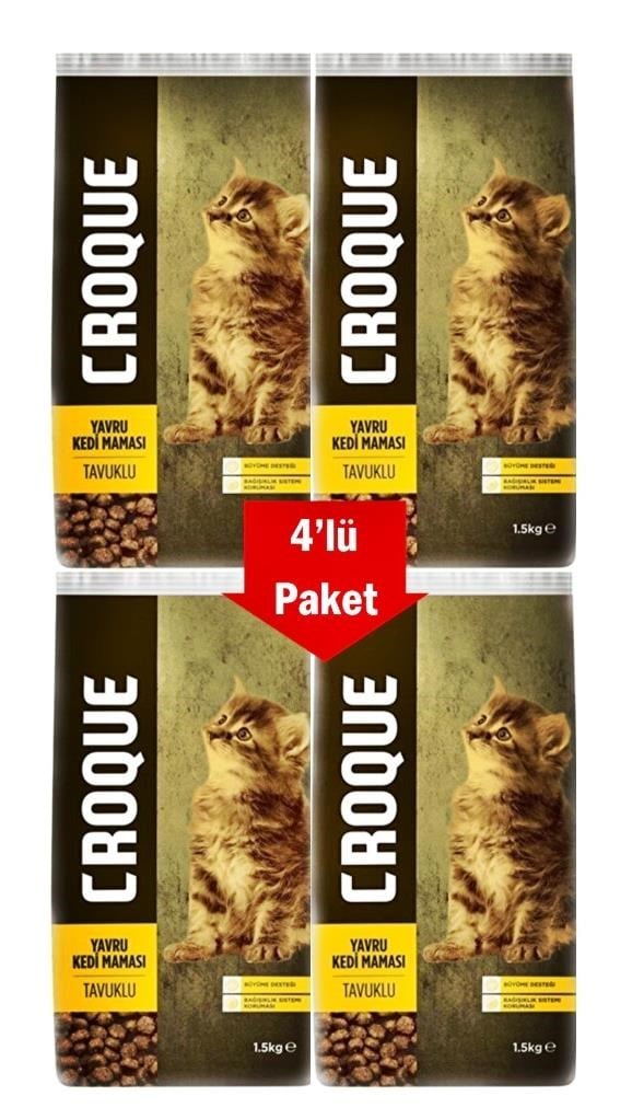 Croque Tavuklu Yavru Kedi Maması 1,5 Kg * 4Adet