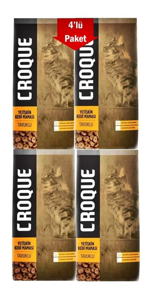 Croque Tavuklu Yetişkin Kedi Maması 1,5 Kg * 4 Adet