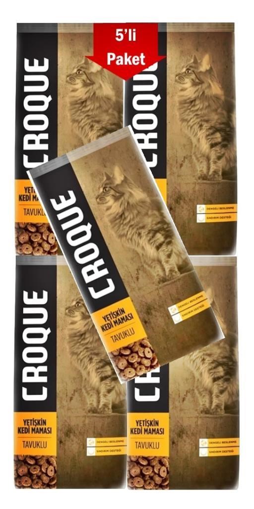 Croque Tavuklu Yetişkin Kedi Maması 1,5 Kg * 5 Adet