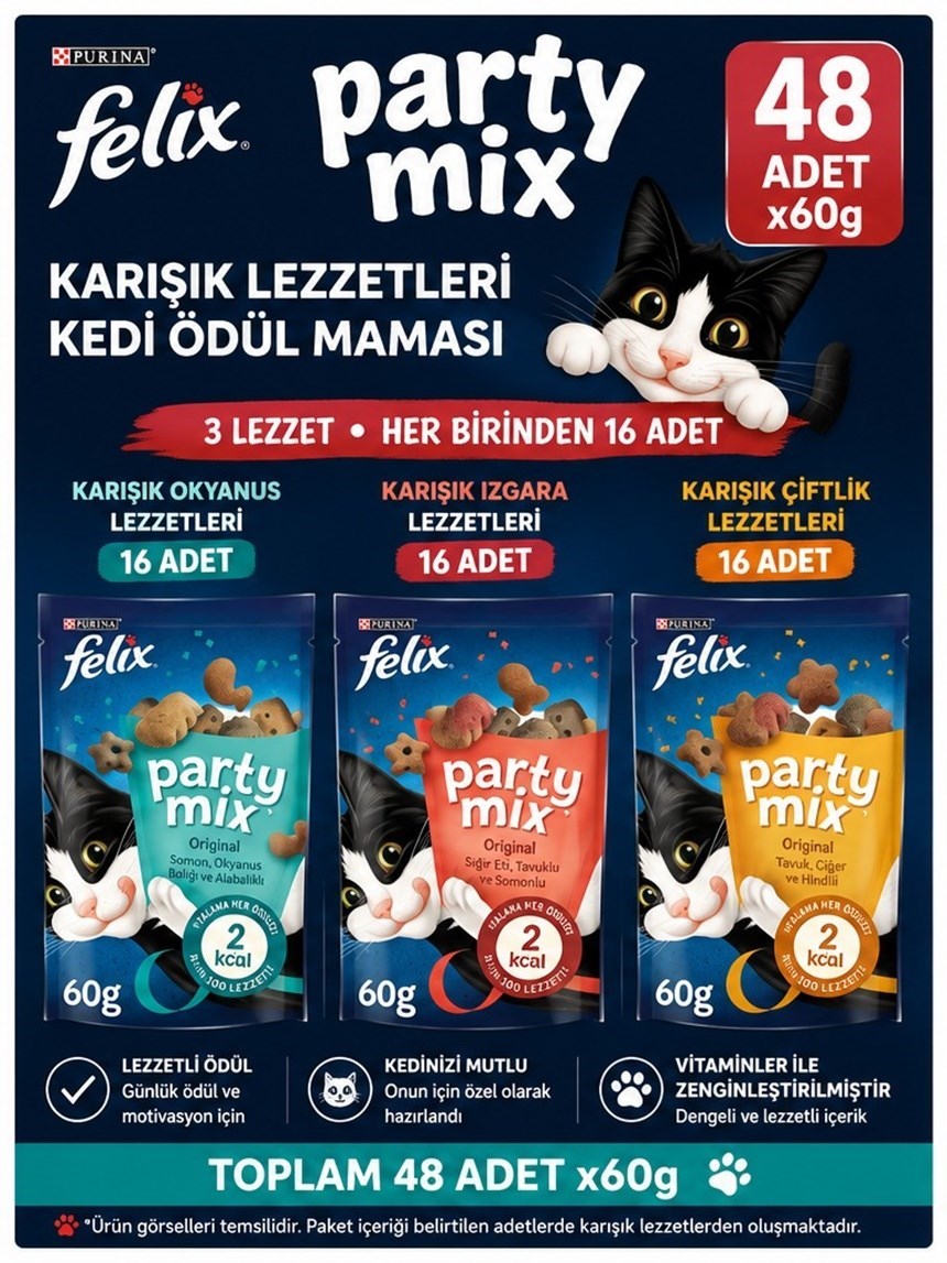 Felix Party Mix Karışık Lezzetleri Kedi Ödül Maması 48x60gr