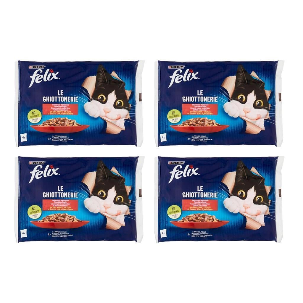 Felix Sığır ve Tavuk Etli Yetişkin Yaş Kedi Maması 4x85gr X 4 Adet