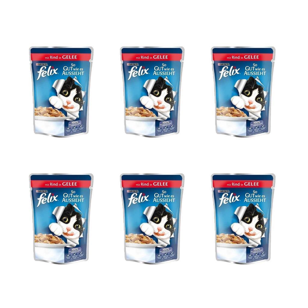 Felix Taze Sığır Etli Jöleli Pouch Yetişkin Kedi Konservesi 85 Gr 6 Adet
