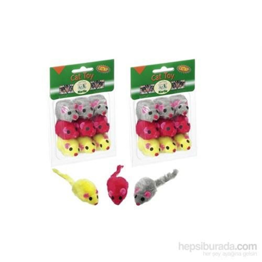 Flamingo Karlie Tüylü Fare 9lu Pakette 5cm