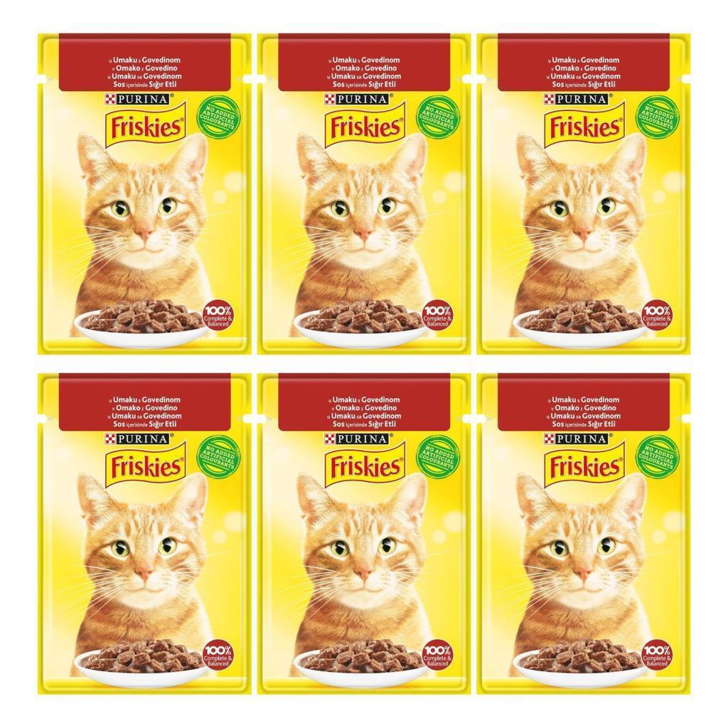 Friskies Sığır Etli Soslu Yaş Kedi Maması 85 gr X 6 Adet