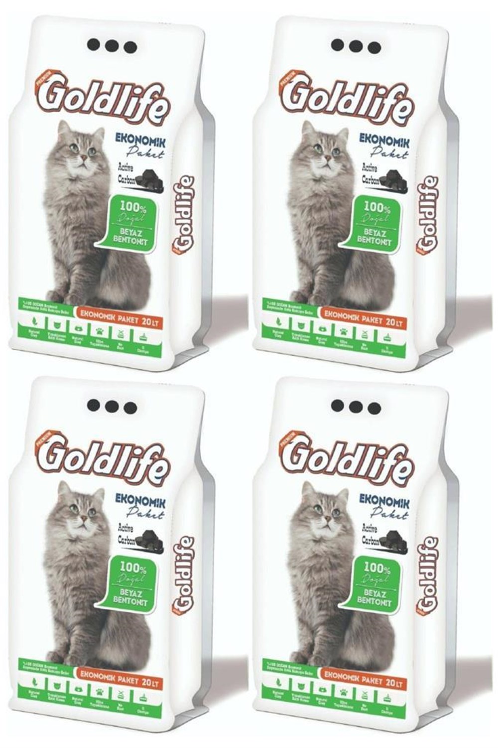 Gold Life Active Carbon Ince Taneli Kedi Kumu 20 Lt 4 adet