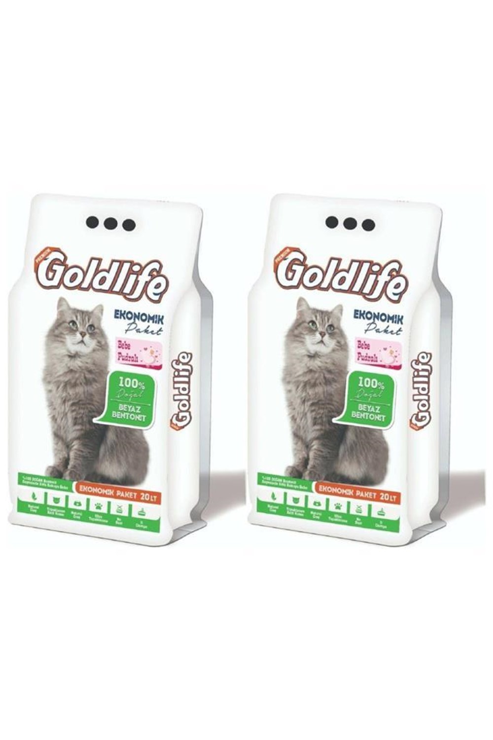 Gold Life Bebek Pudra Koku Ince Taneli Kedi Kumu 20 Lt 2 adet