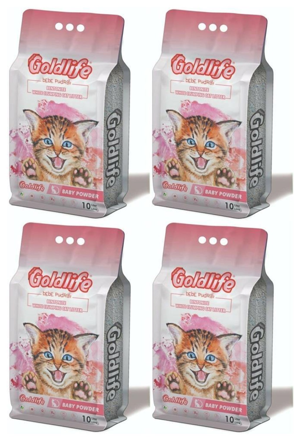 Gold Life Ince Taneli Bebek Pudrali Kedi Kumu 10 Lt 4 adet