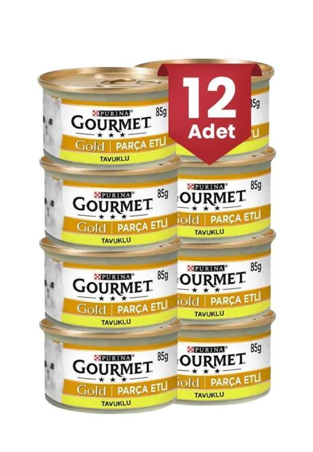 Gourmet Gold Cake Parça Etli Tavuklu Yetişkin Kedi Konservesi 85gr * 12 Adet