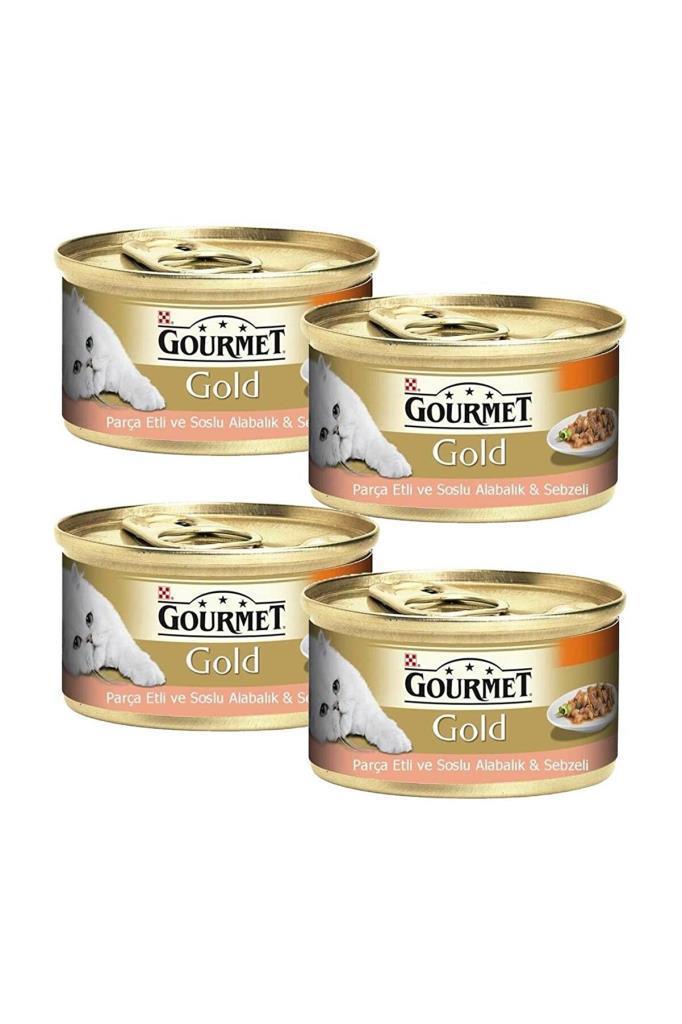 Gourmet Gold Parça Etli Soslu Alabalık Sebzeli Kedi Konservesi 85 Gr 4 Adet
