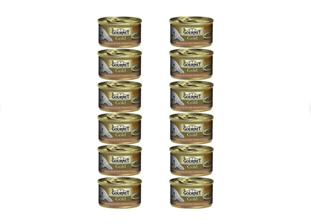 Gourmet Gold Parça Etli Soslu Alabalık Sebzeli Kedi Konservesi 85 Gr 12 adet