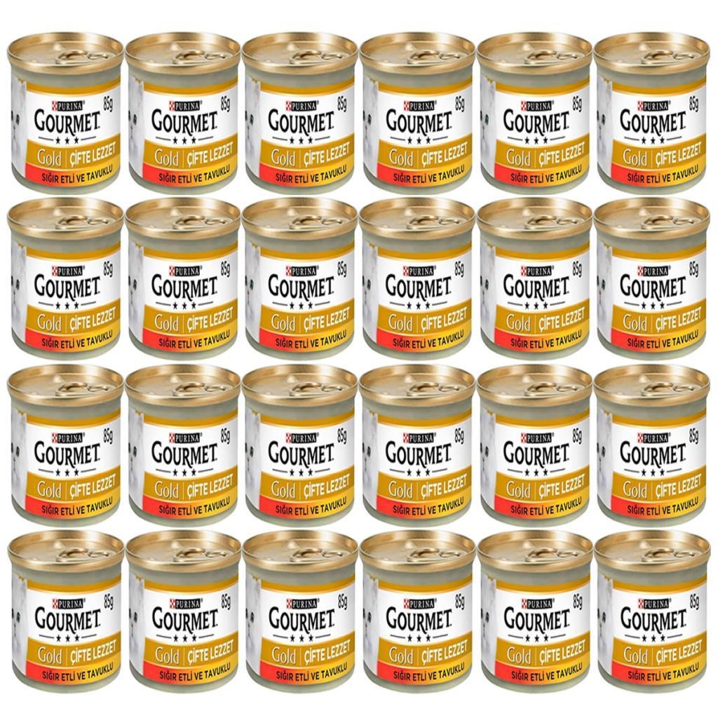 Gourmet Gold Parça Sığır Etli Tavuklu Yetişkin Kedi Konservesi 85gr*24 Adet
