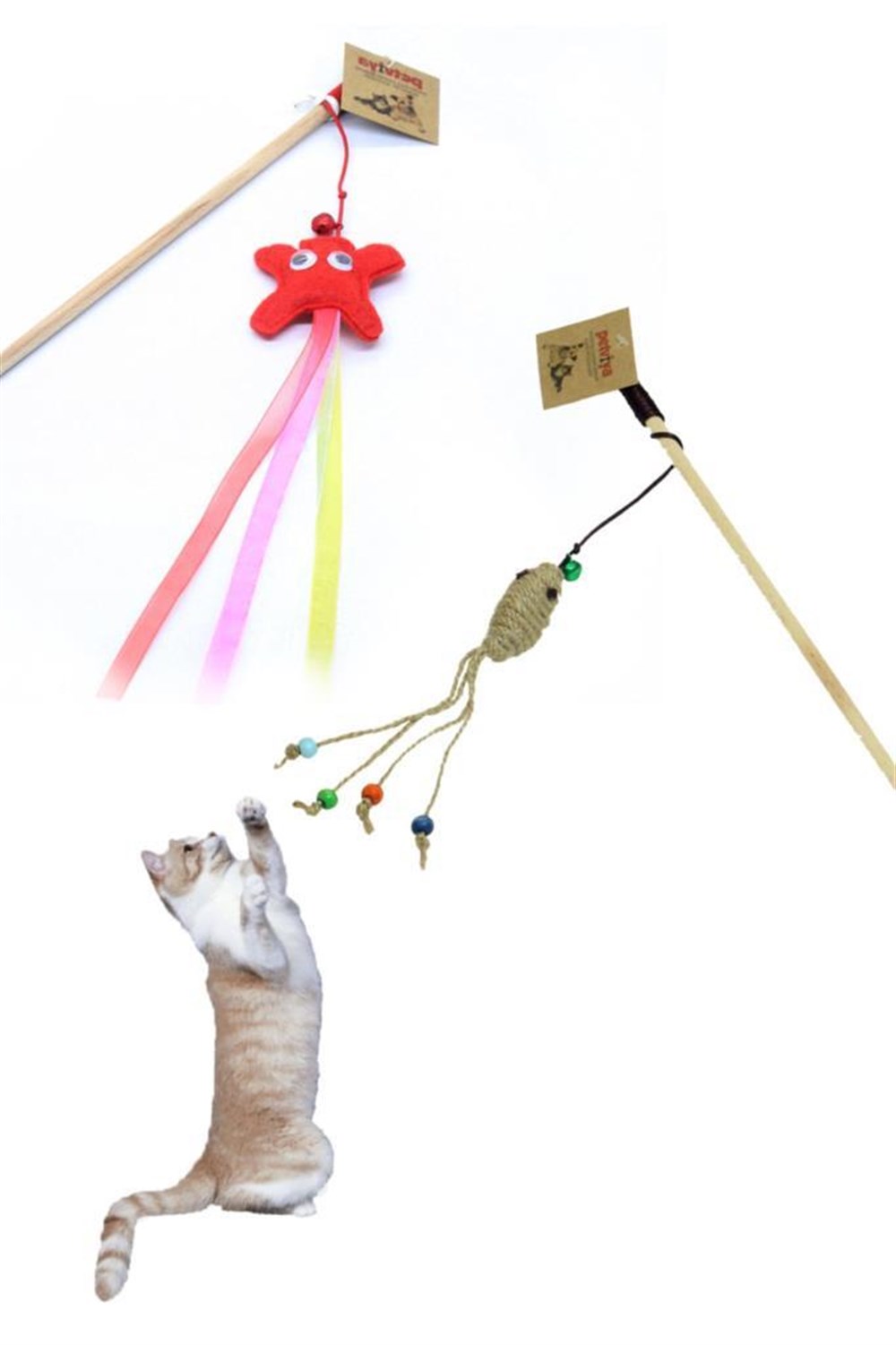 Kedi Olta Oyuncak Seti Fareli ve Kırmızı Hayalet Olta