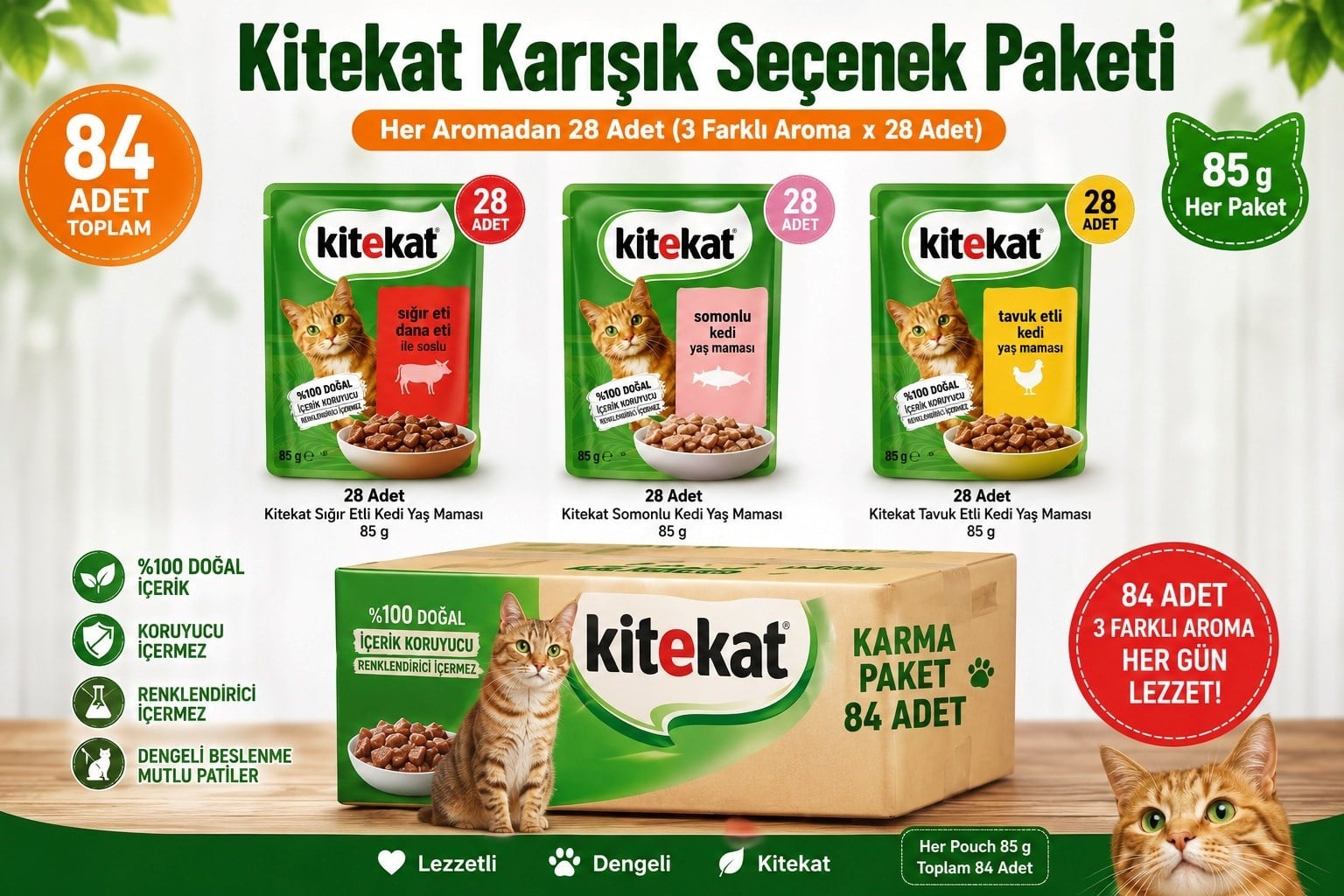 Kitekat KarışıkYaş Kedi Maması Pouch 85 gr*84 ADET