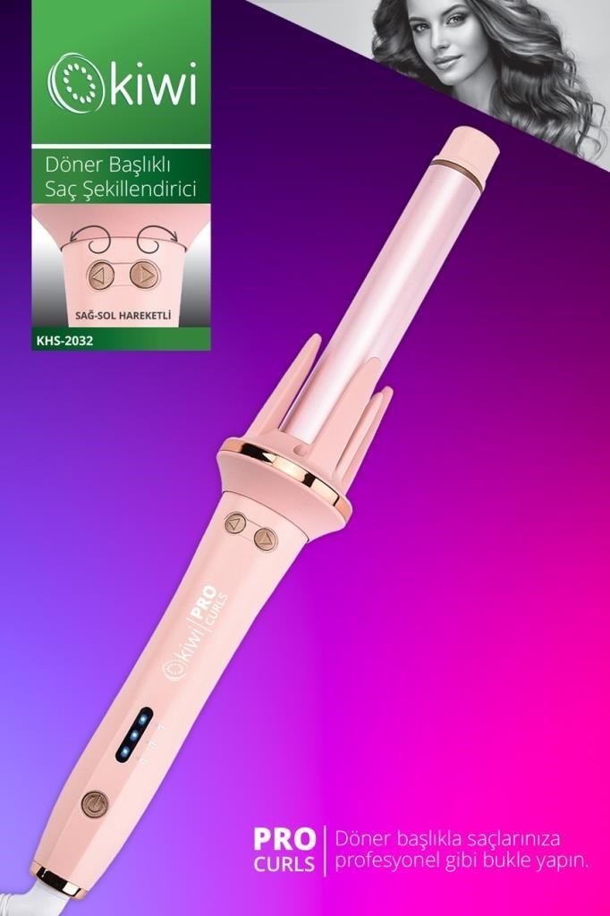 Kiwi KHS-2032 Döner Başlıklı Saç Şekillendirici PEMBE
