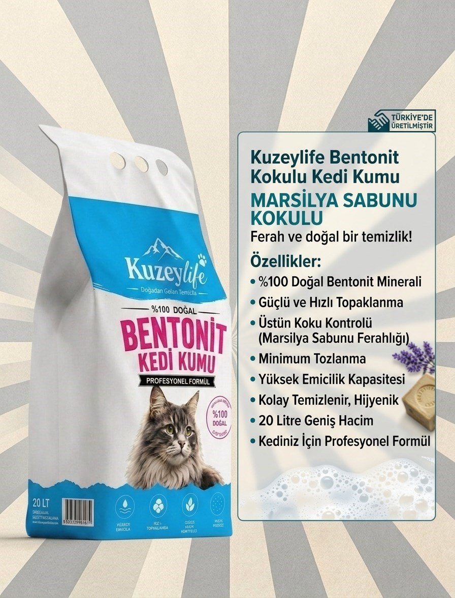 Kuzeylife Bentonit Kedi Kumu Marsilya Sabunu 20 Lt